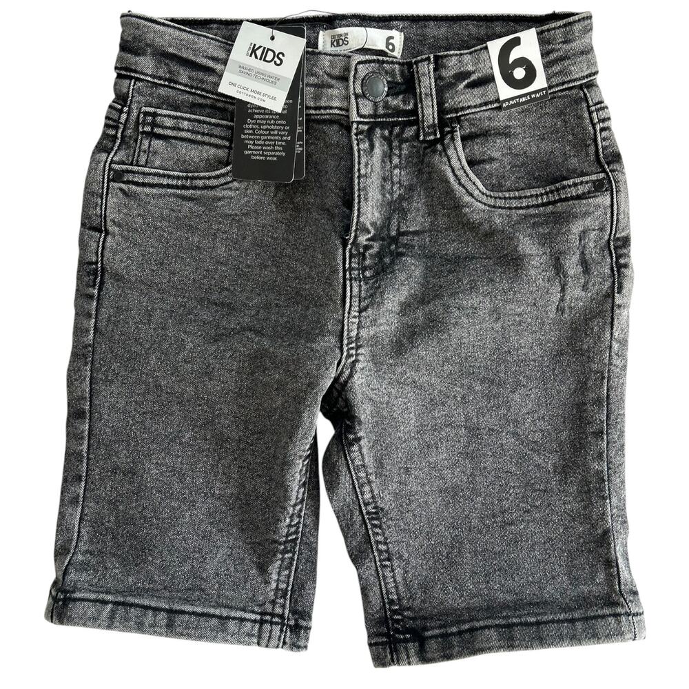 Cotton On Kids Boys Size 6 Black Washed Denim Slim Fit Shorts NWT